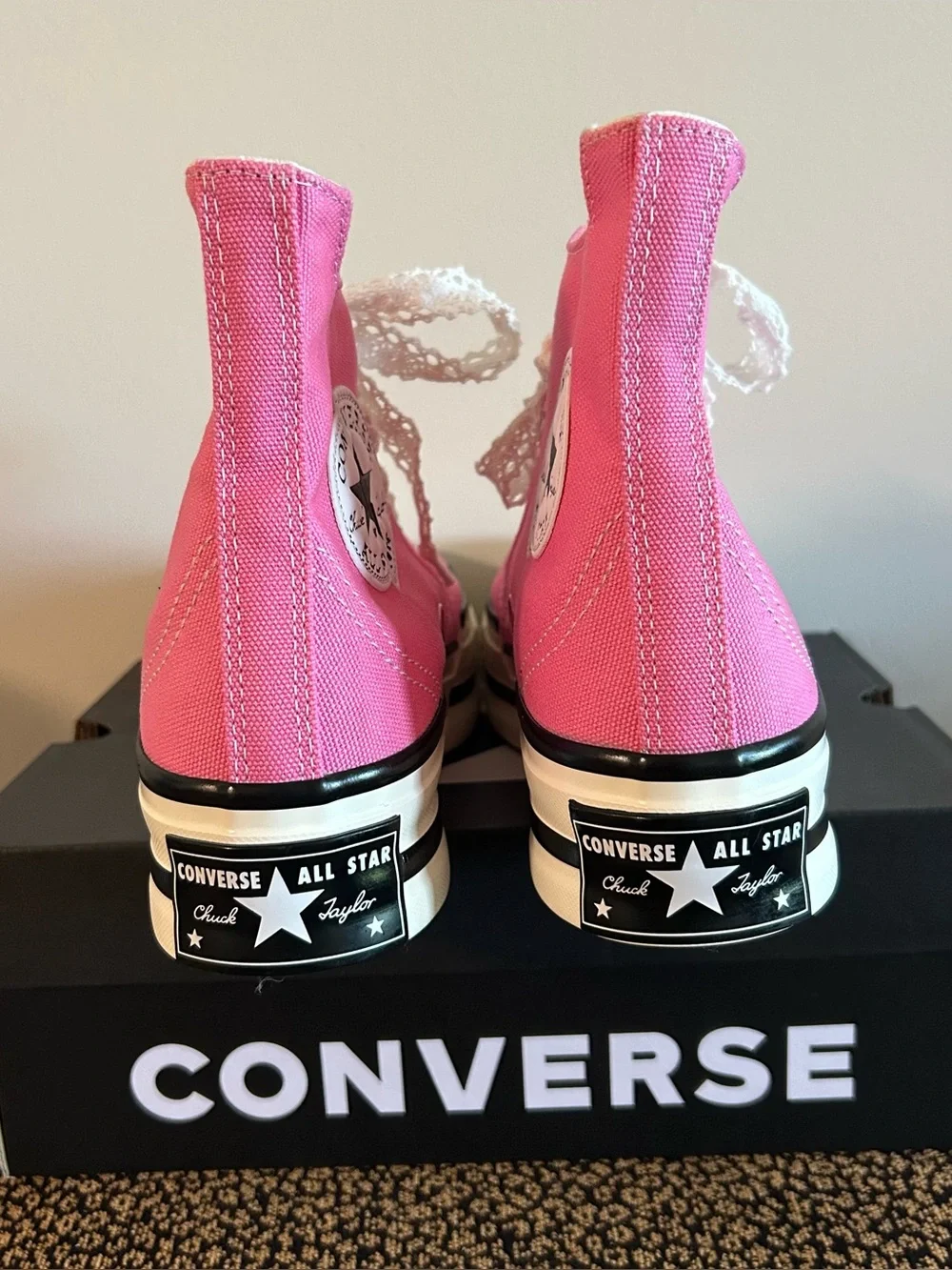 NEW Converse Chuck 70 Plus Pink Canvas High-Top Platform, Bonus Crochet Laces